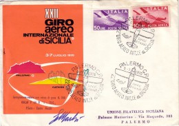 ITALIE - POSTE AERIENNE XXII GIRO AERO INTERNAZIONALE DI SICILE LE 5-7-1970 - AVEC SIGNATURE DU PILOTE ENNIO MACHI. - 1961-70: Poststempel