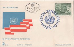 Fdc 1955 10ans Des Nations Unies - Storia Postale