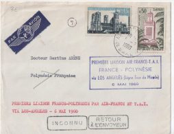Enveloppe Première Liaison Air France Polynésie 06-05-1960 - Primi Voli