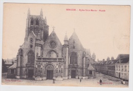 (RECTO / VERSO) BERGUES EN 1917 - EGLISE SAINT MARTIN - FACADE - DECHIRURE A DROITE - Bergues