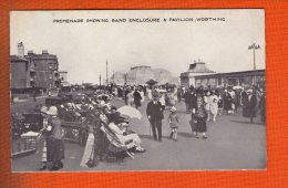 1 Cpa Worthing Promenade Showing Band Enclosure & Pavilion - Worthing