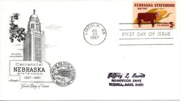 USA. N°831 Sur Enveloppe 1er Jour (FDC) De 1967. Nebraska/Taureau/Maïs. - Vaches