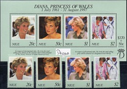 NIUE 1988 PRINCESS DIANA (SET + S/S) MNH BRITISH ROYALTY, MOTHER TERESA - Niue