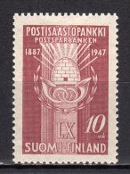 (SA0226) FINLAND, 1947 (60th Anniversary Of The Foundation Of The Finnish Postal Savings Bank). Mi # 335. MNH** Stamp - Unused Stamps