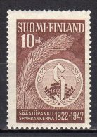 (SA0212) FINLAND, 1947 (125th Anniversary Of The Finnish Savings Bank Association). Mi # 340. MNH** Stamp - Unused Stamps