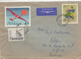 PLANE, SAILING BOAT, POLISH DANCE, STAMPS ON COVER, 1970, POLAND - Brieven En Documenten