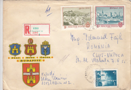 BUDAPEST COAT OF ARMS, SHIPS, TOWERS, REGISTERED SPECIAL COVER, 1975, HUNGARY - Storia Postale