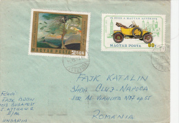 TREE PAINTING, VINTAGE CAR, STAMPS ON COVER, 1975, HUNGARY - Lettres & Documents