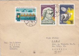 BEETHOVEN, METEO SERVICE, ROWING TEAM, STAMPS ON COVER, 1971, HUNGARY - Covers & Documents