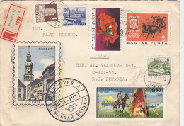 BUSS, COAT OF ARMS, TRAMWAYS, HUNGARIAN STAMPS ANNIVERSARY,  REGISTERED SPECIAL COVER, 1971, HUNGARY - Covers & Documents