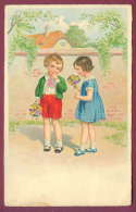 131498 / Illustrator - 1942 Boy And Girl With A Bouquet Of Flowers - AMAG 3011 - Dessins D'enfants