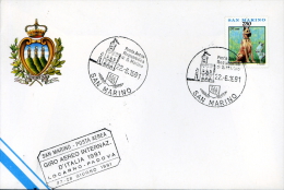 SAN MARINO GIRO AEREO INTERNAZ ITALIA 1991 LOCARNO - PADOVA - Lettres & Documents