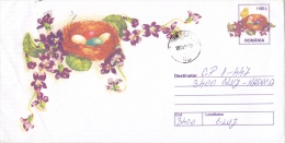 EGGS,CHICKEN,FLOWER,COVER STATIONERY,1999,ROMANIA - Gallinacées & Faisans