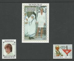 3 Stamps Featuring Lady Diana Includes 1 Mini Sheet All Stamps Complete MUH Full Gum On Rear - Honduras