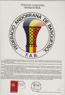 ENCART PUJOL BASQUET ANDORRA FEDERATION ANDORRAN FAB 1996 PRIMER DIA - Andere & Zonder Classificatie