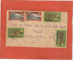 TOGO LOME LETTRE AU TARIF 4/5/1939 YVERT 127X3-131X3 POUR FRANCE LA SEYNE SUR MER - Briefe U. Dokumente