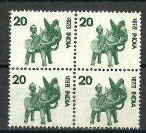INDIA, 1975, DEFINITIVES, ( Definitive Series ),  Art & Craft, Handicraft, Horse, Block Of 4,  MNH, (**) - Unused Stamps
