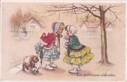 ¤¤  - Carte D´ Illustrateur - GERMAINE BOURET - Les Précieuses Ridicules - Petit Chien  - Deux Petites Filles  -  ¤¤ - Bouret, Germaine