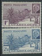 Guadeloupe N° 161 / 62  X  Vue De La Grande Soufrière Et Mal Pétain Les 2  Valeurs Trace De Charnière Sinon TB - Unused Stamps
