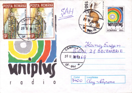 UNIPLUS RADIO , COVER STATIONERY,1998,ROMANIA - Brieven En Documenten