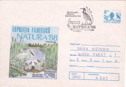 NATIONAL STAMP EXPOSITION  - NATURA`88,COVER STATIONERY,1988,ROMANIA - Lettres & Documents