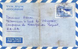 Aerogramme De Tel Aviv Pour Mécanicien Bateau Le Cesarée à Haifa - Poste Aérienne