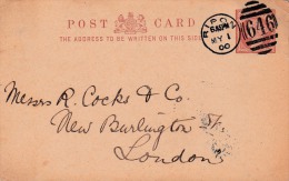 00749 Enteropostal London Ripon A London 1900 - Stamped Stationery, Airletters & Aerogrammes