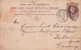 00752 Enteropostal London A Doberan 1883 - Stamped Stationery, Airletters & Aerogrammes