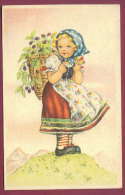 131511 / Illustrator - 1956 ITALIAN Girl In Traditional Costume Takes Full Basket With Blackberries 375/12 USED ITALY - Dessins D'enfants