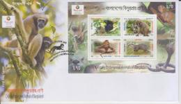 Only 500 FDC: Bangladesh Wild Animal Limited Imperf MS FDC 2013 Snake Monkey - Snakes