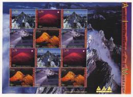 Montañas Y Volcanes - 2002 - Naciones Unidas - Ginebra - Hoja Block Con 12 Sellos C/matasellos - Vulcani