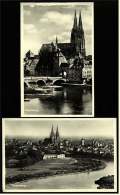 2 X Regensburg Mit Dom / Panorama  -  Ansichtskarten Ca.1935    (2132) - Regensburg