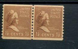 226374936 USA Met Scharnier Hinged Mit FALZ SCOTT 840 PAIR COILS MARTHA WASHINGTON - Unused Stamps