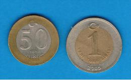 TUQUIA -  50 Kurus + 1 Lira  BIMETAL - Turquie