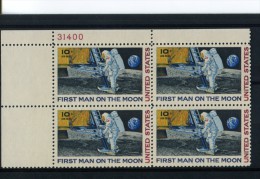 226382963 USA POSTFRIS MINT NEVER HINGED POSTFRISCH EINDWANDFREI SCOTT C76 PLATE BLOCK MOON LANDING - 2b. 1941-1960 Unused