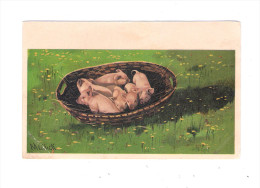 CPA ** ILLUSTRATEUR ** Panier Osier De  COCHON COCHONS Porc Porcelets * PIG PIGS ** ** MAILICK N° 5384 - Mailick, Alfred