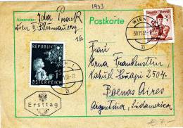 Austria - Postcard 1953 Christmas To Buenos Aires - Trachten - Brieven En Documenten