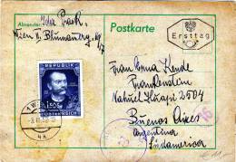 Austria - Postcard 1952 J.Schrammel To Buenos Aires - Schrammelmusik, Weingarten, Grinzing - Brieven En Documenten
