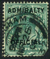 Great Britain O78 Used 1/2p Gray Green Edward VII Admiralty Official From 1903 - Dienstmarken