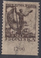 Yugoslavia, Kingdom SHS, Issues For Croatia 1919 Mi#92 Imperforated Horizontaly, Never Hinged - Unused Stamps
