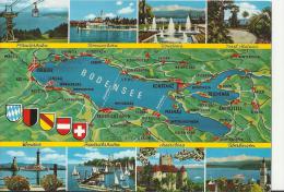 GERMANY  1994 – POSTCARD – BODENSEE – MAP & 8 CITY VIEWS – (KONSTANZ-INSEL MAINAU-ROMANSHORN-UBERLINGEN-MAEERSBURG- LIND - Bodenwerder