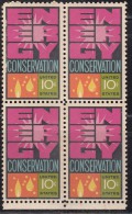 Energy Conservation, Symbol Of Oil, Sun, Etc., Science, United States MNH Block Of 4, - Elettricità