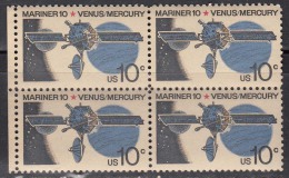 Mariner 10, Venus, Mercury, Space Craft, Astronomy Planets,  United States MNH Block Of 4, - United States