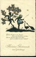 Scherenschnitt Silhouette Glückwunsch Geburtstag Gans Kinder Children Pfirsich 11.11.1928 - Silhouettes