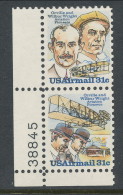 USA 1978 Air Mail Scott # C91-C92 Vert.Pair P#.  Wright Brothers Issue. MNH(**) - 3b. 1961-... Ungebraucht
