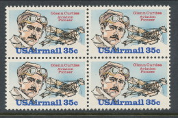 USA 1980 Air Mail Scott # C100 Block Of 4. Glenn Curtiss. MNH(**) - 3b. 1961-... Ungebraucht