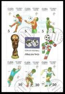 Soccer 1990 Cuba CTO 6 Stamps Set In C/sheet  World Football Championship "Italy-90" - 1990 – Italien