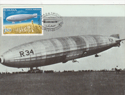 ZEPPELINS, CM, MAXICARD, CARTES MAXIMUM, OBLIT FDC, 1978, ROMANIA - Zeppelines