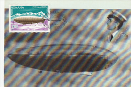 ZEPPELINS, UMBERTO NOBILE, PILOT, CM, MAXICARD, CARTES MAXIMUM, OBLIT FDC, 1978, ROMANIA - Zeppelines