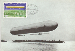 ZEPPELINS OVER SHIPS, CM, MAXICARD, CARTES MAXIMUM, OBLIT FDC, 1978, ROMANIA - Zeppelins